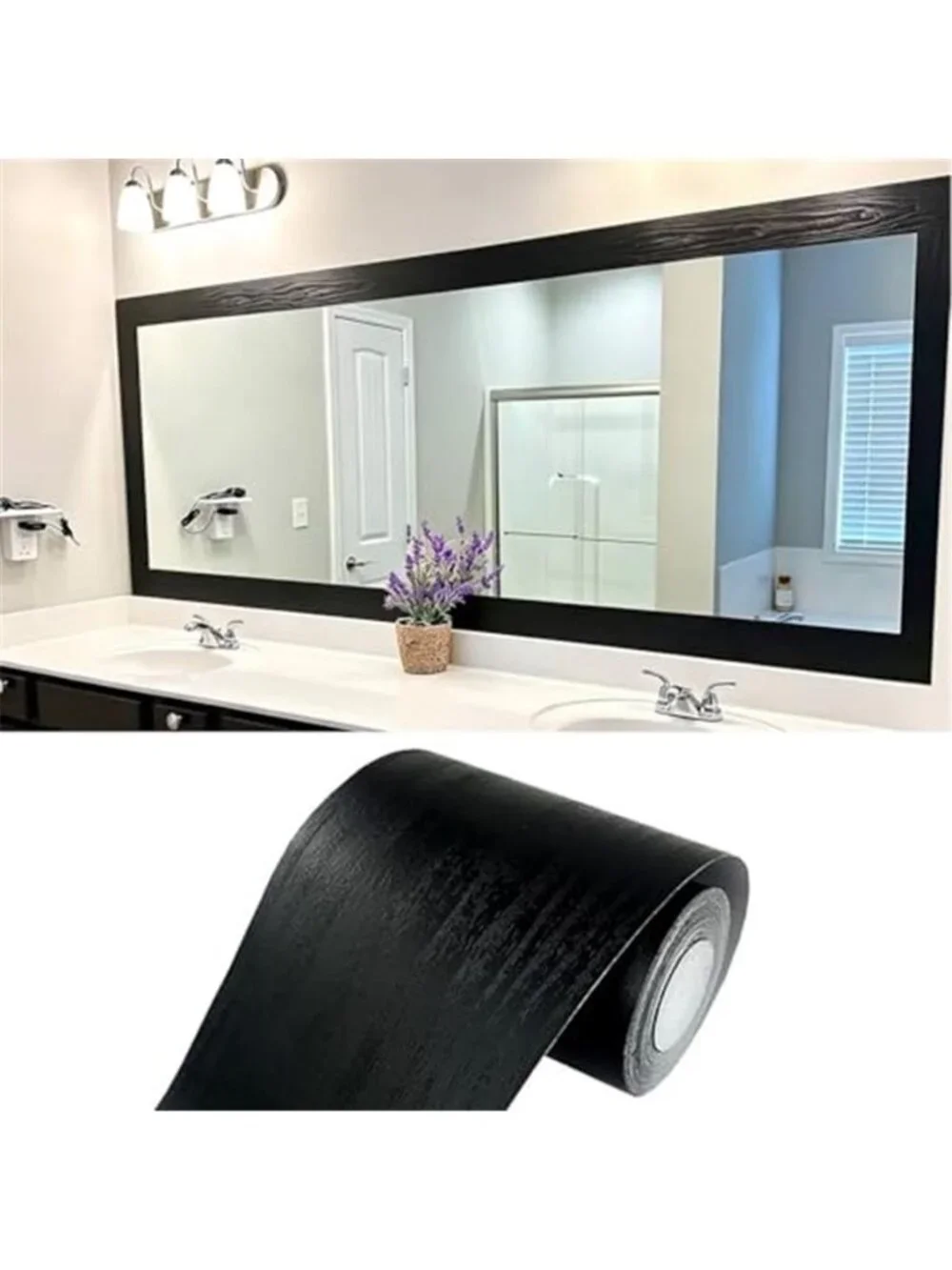 Black Wood Grain Peel Stick Wallpaper Border Waterproof Wall Sticker Kitchen Tub
